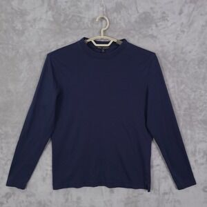 Robert Barakett Long Sleeve T-Shirt Pima Cotton The Barakett Crewneck Blue Small
